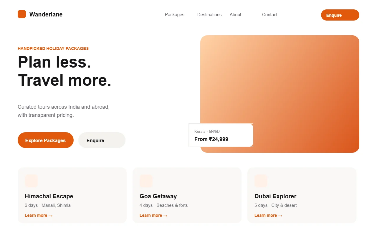 Travel Website screenshot